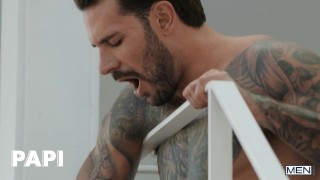 PAPI – Bruno Max Watches Papi Kocic Bending Over To Pick Up Boxes Not Realizing He Has A Boner