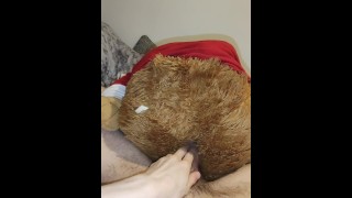 Very horny boy fucks his teddy bear up his furry ass while moaning