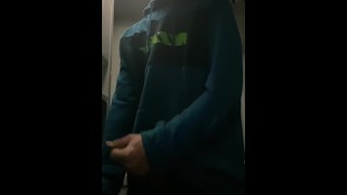 I’m jerking off in the train toilet, they almost caught me, a tot of cum